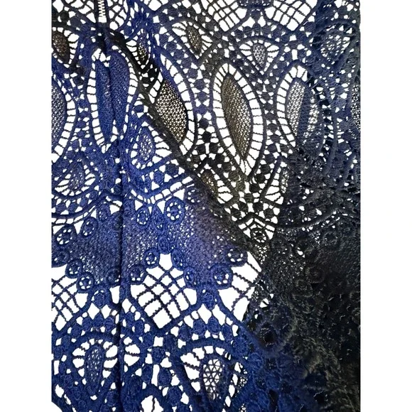 Eliza J Womens Navy Blue Lace Cap Sleeve Sheath Cocktail Dress Size 6P Petite - Picture 5 of 5